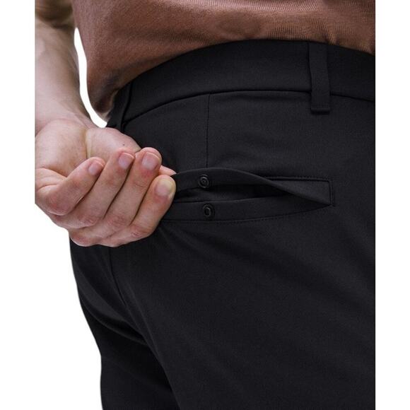 Lululemon Mens Commission Pant Slim Fit 32 x 27 Black Warpstreme Preppy 2022 - Picture 8 of 15